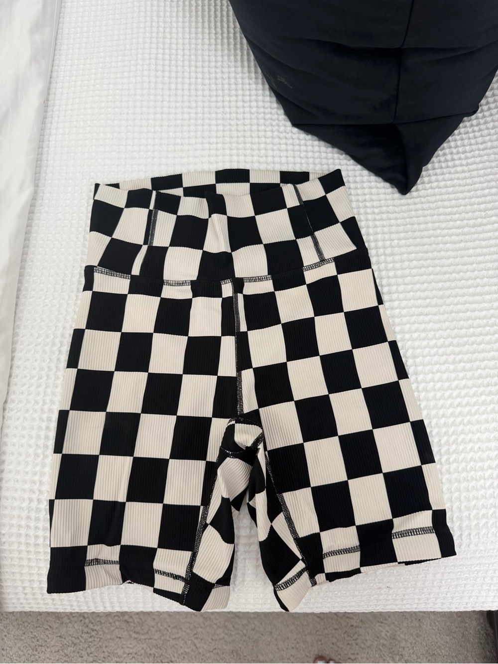 Shore Baby Co Women’s Black and Cream Checkerboard Bike Shorts